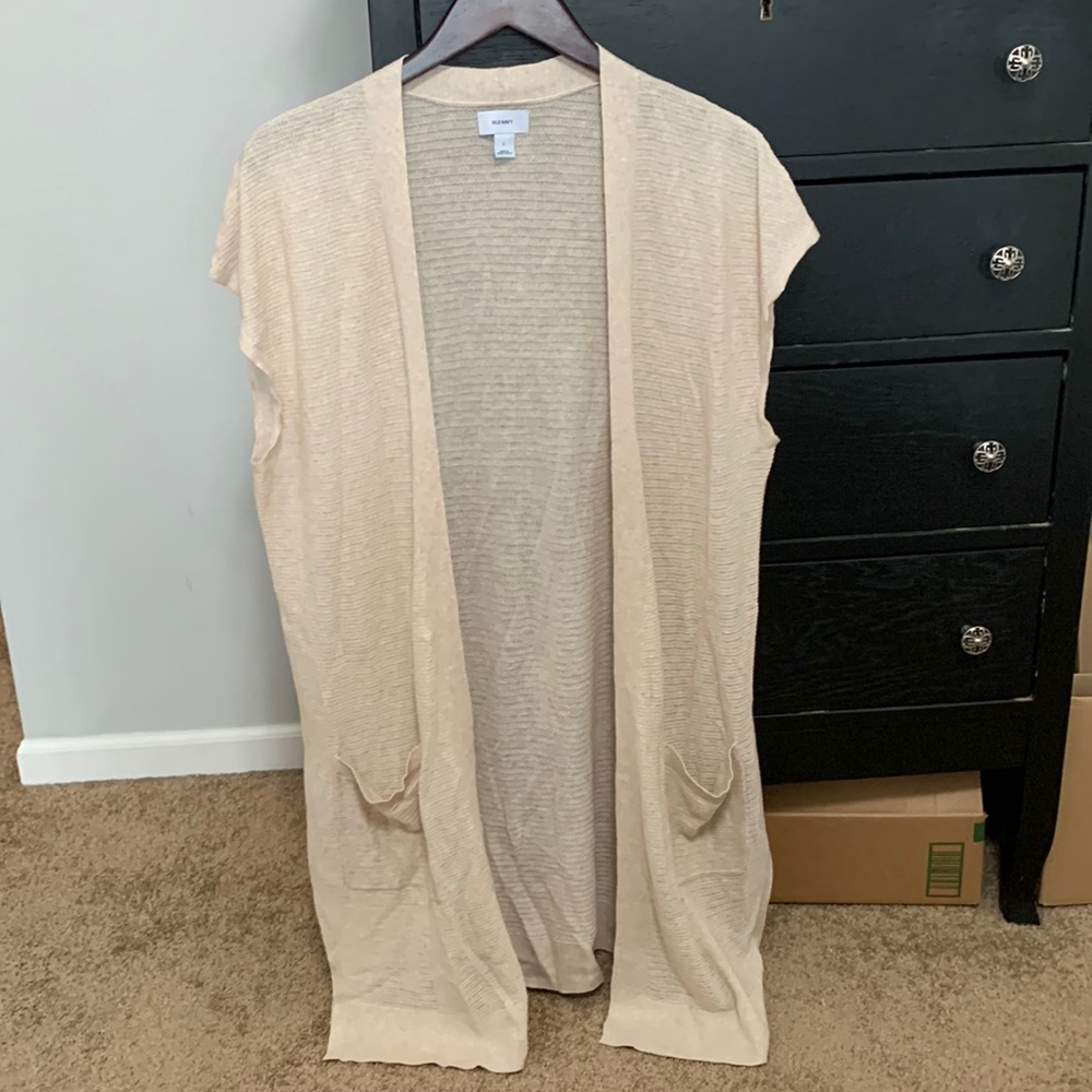 Short sleeve long cardigan